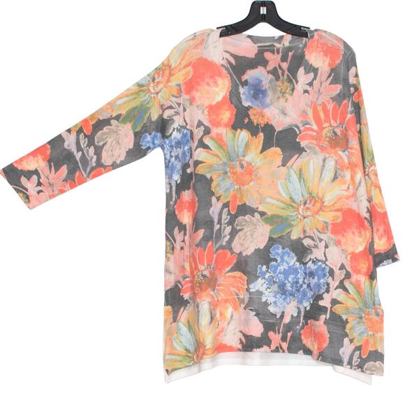 Soft Surroundings Tunic Top 3/4 Sleeve Floral Cottage Boho Romantic Artsy Large - Picture 5 of 5